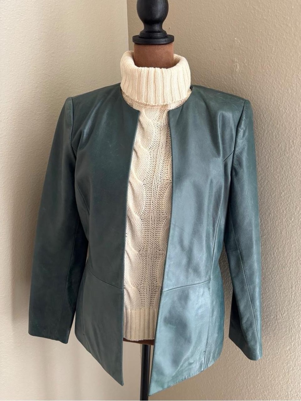 Green/Blue real lamb skin leather jacket size Small from Nordstrom.
